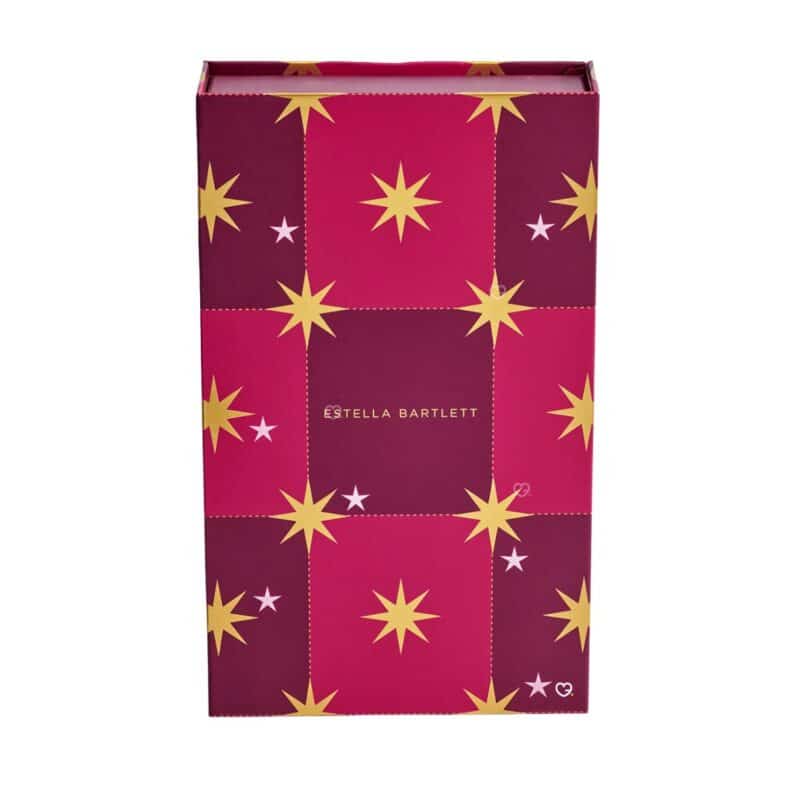 Estella Bartlett Advent Calendar 2026 closed book-style box with gold stars