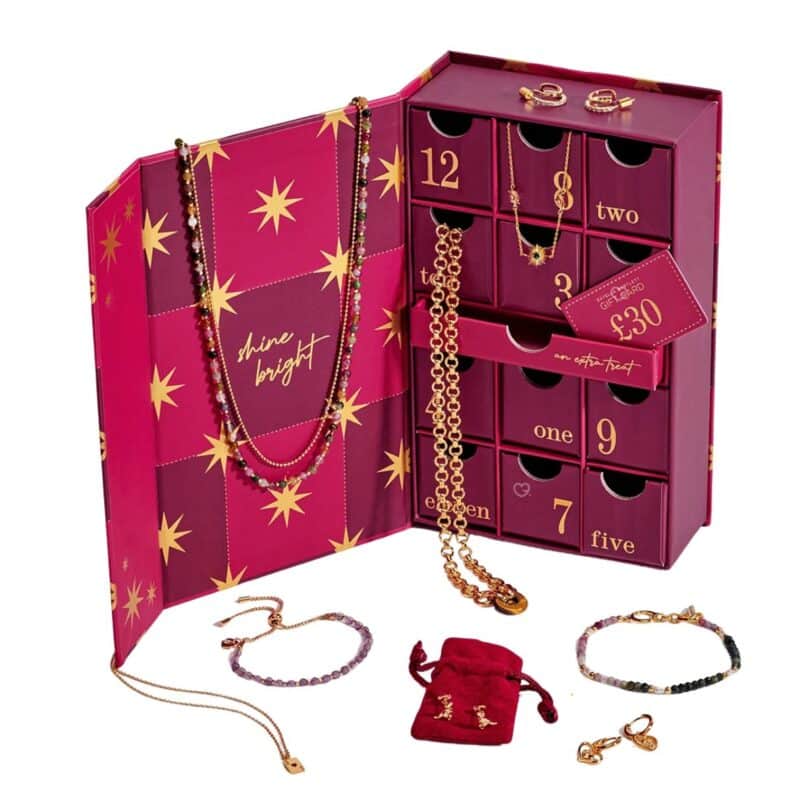 All twelve gold-plated jewellery pieces from the Estella Bartlett advent calendar 2026