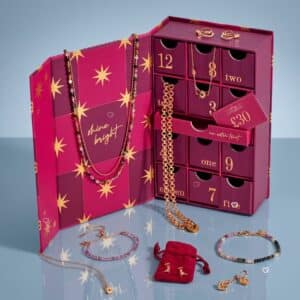 Estella Bartlett gold jewellery advent calendar open showing 12 drawers