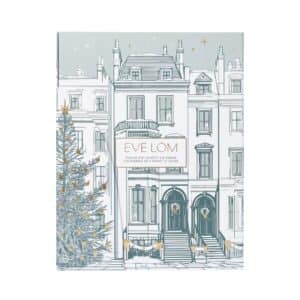Eve Lom Advent Calendar 2026 keepsake box with gold snowy London illustration