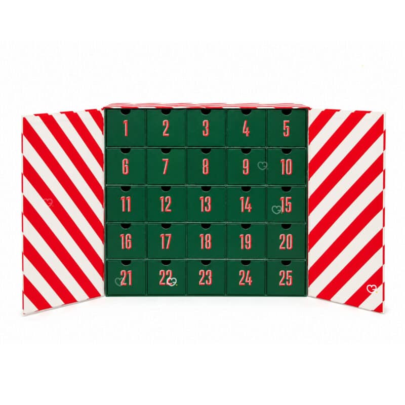 Fenwick Beauty Advent Calendar 2026 open showing 25 numbered doors