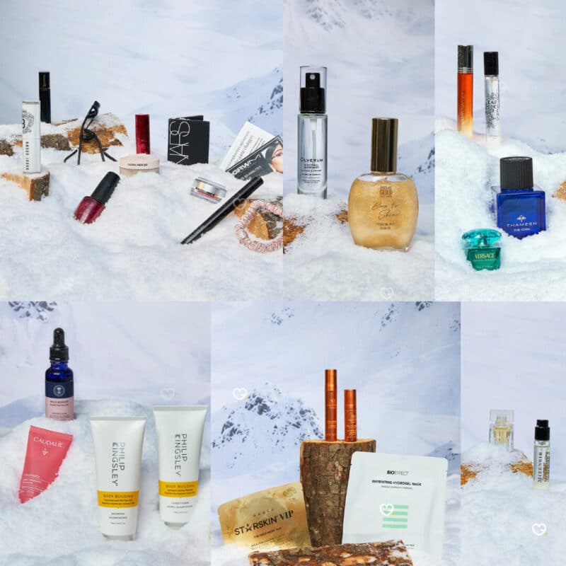Close-up of skincare, make-up and fragrance in the Fenwick Beauty Advent Calendar 2026
