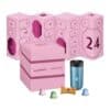 Nespresso x Swarovski advent calendar 2026 open box showing 24 numbered doors and the travel mug