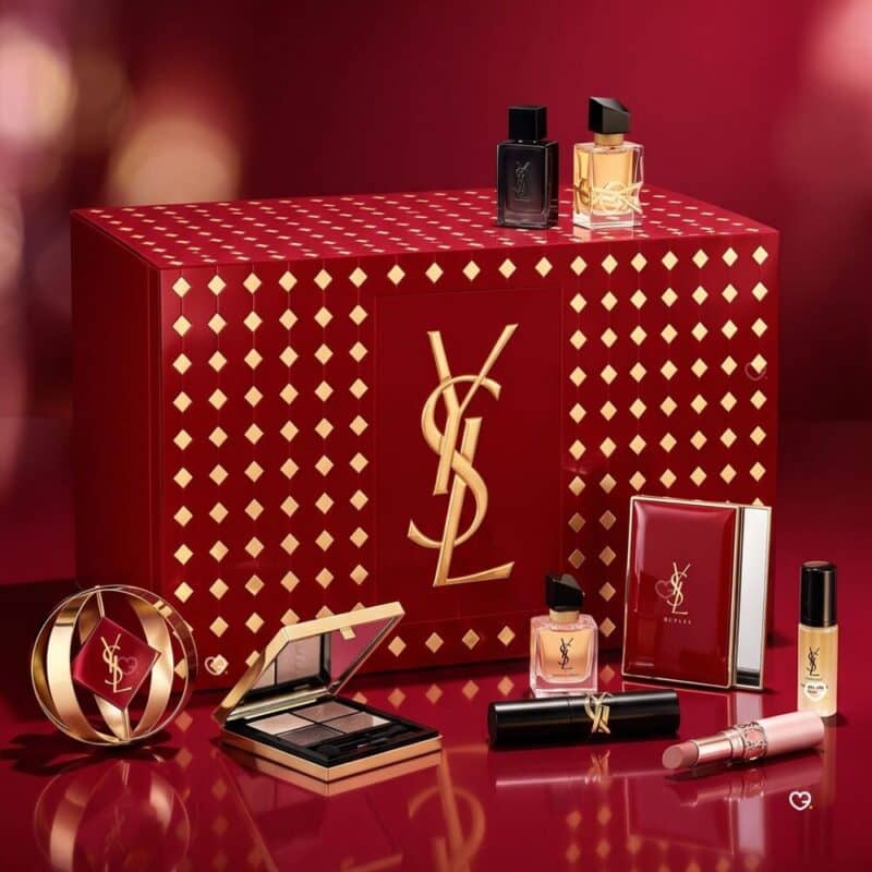 YSL Beauty Advent Calendar 2026 box beside its full-size and mini products