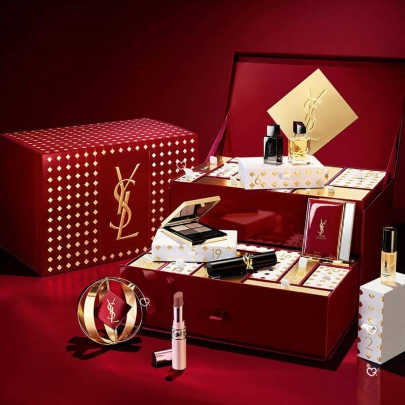 YSL Beauty Advent Calendar 2026 open in a festive setting