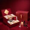 YSL Beauty Advent Calendar 2026 open showing both burgundy drawers