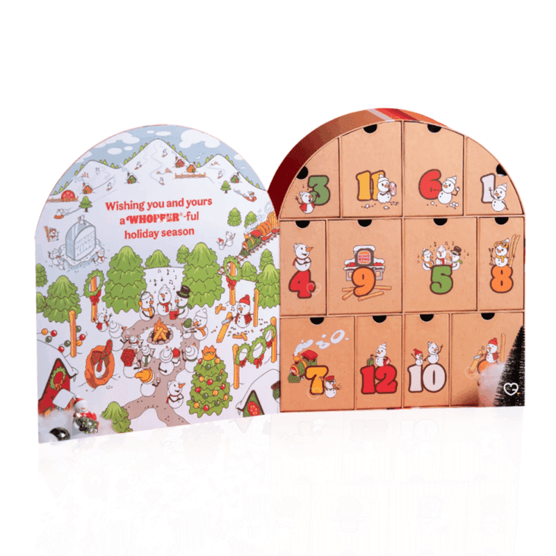 Burger King Advent Calendar 2025 with 12 exclusive surprises like JD The Dog plushie and BK board game, perfect for BK fast‑food fans.