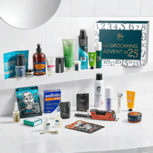 Latest in Beauty Grooming Advent Calendar 2025 featuring 25 men’s skincare, haircare and fragrance treats in a sleek festive box for style-conscious men.