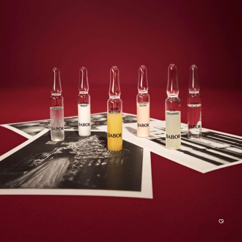 The six Babor concentrate types in the 2026 advent calendar, from Lift Express to Hydra Plus