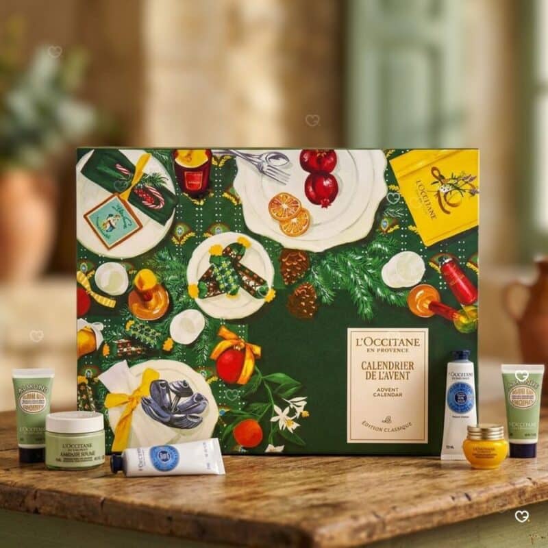 L'Occitane beauty Advent Calendar 2026 open with products and information card
