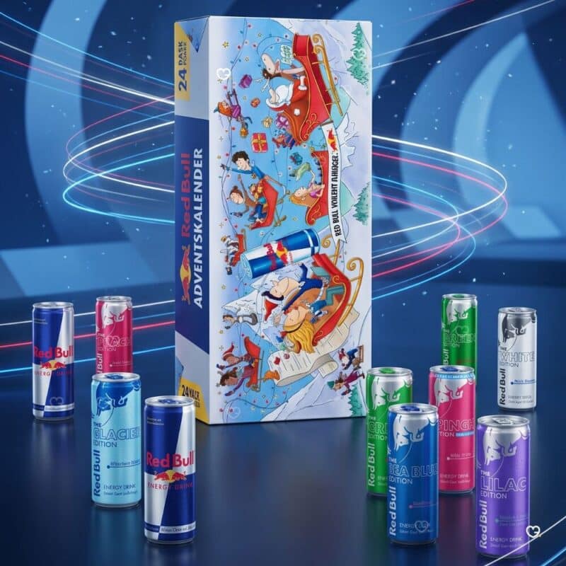 Red Bull Advent Calendar 2026 cans display, a drinks advent calendar for adults