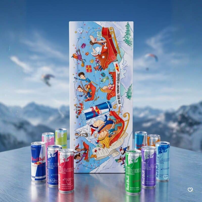 Red Bull Advent Calendar 2026 seasonal cans including the Winter and Glacier Editions