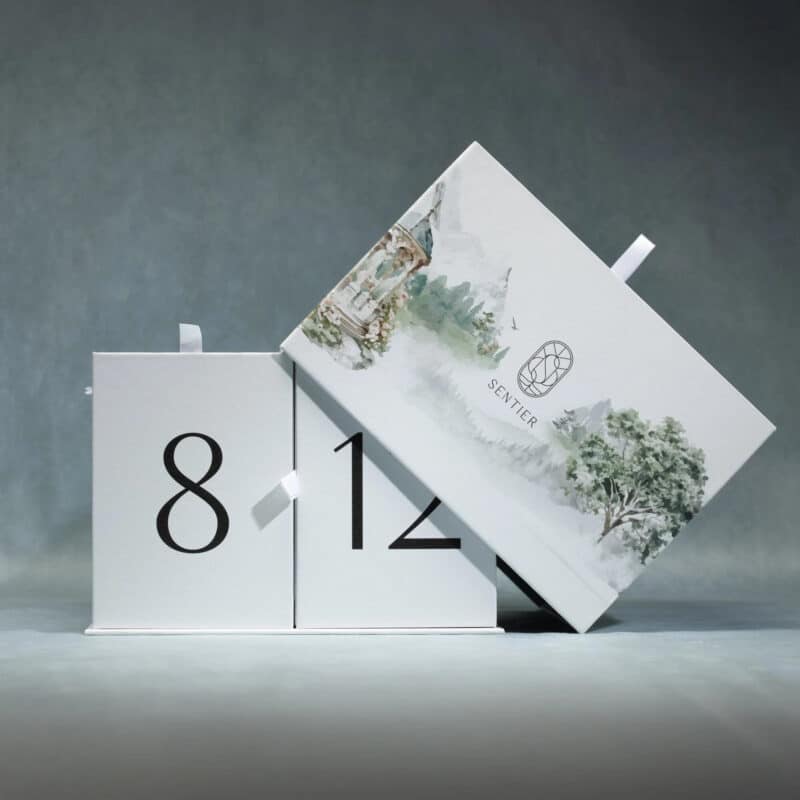 Sentier fragrance advent calendar 2026 with ribbon-pull doors opened
