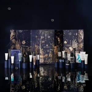 Avant Skincare Odyssey Advent Calendar 2026 open, showing 25 doors and the full skincare line-up
