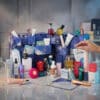 John Lewis skincare and makeup advent calendar 2026 open on a marble bathroom shelf