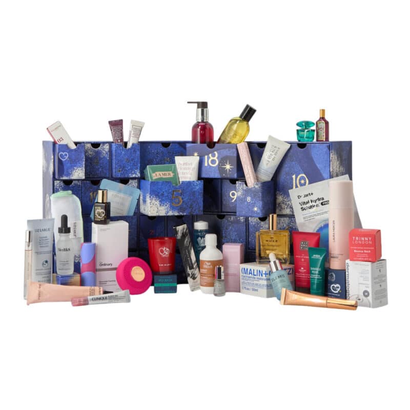 John Lewis Beauty Advent Calendar 2026 open with all 41 beauty products on display
