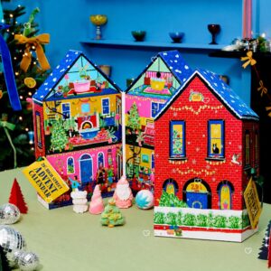 Lush 29½ High Street bath bomb advent calendar shown open and closed with festive bath products