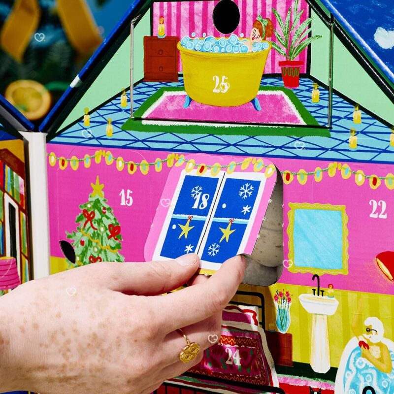 numbered advent doors inside the Lush 29½ High Street house, an advent calendar for her