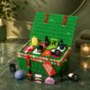 Lush cosmetics advent calendar open showing the numbered tray and festive products