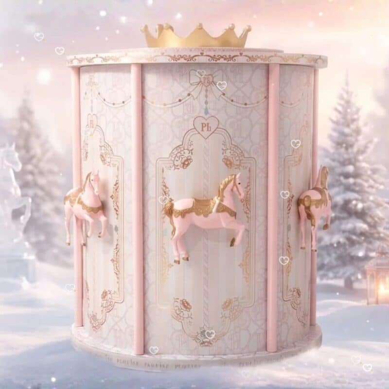 P.Louise 2026 advent calendar carousel in a snowy Christmas forest