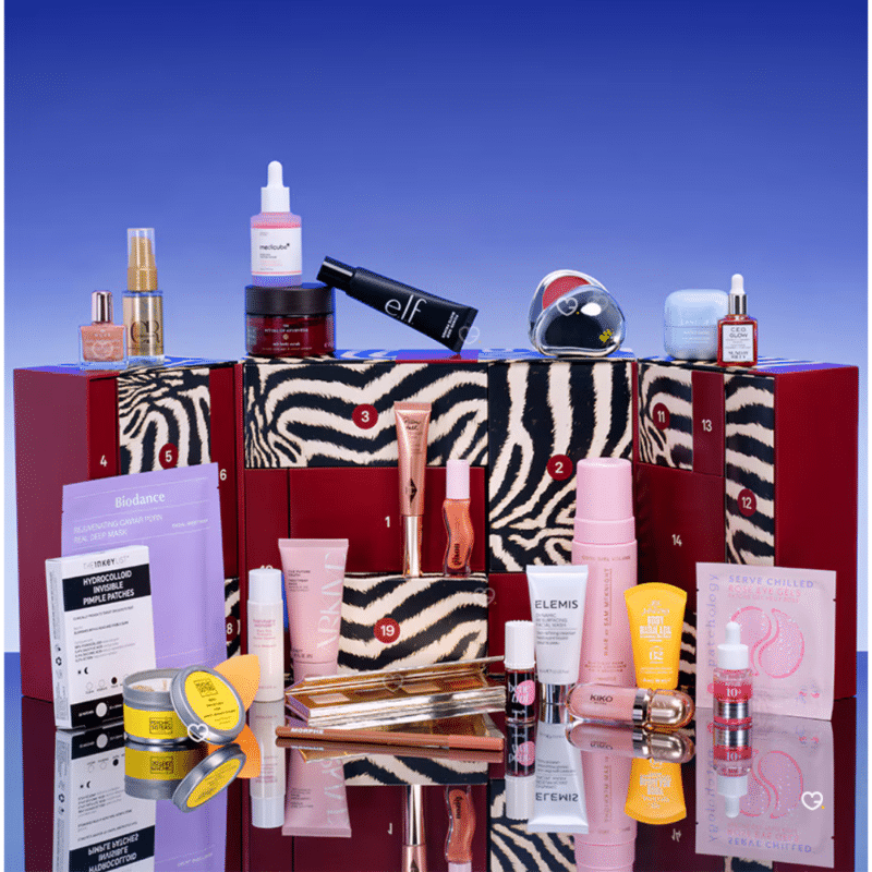 ASOS Advent Calendar 2026 open zebra box with products displayed around it