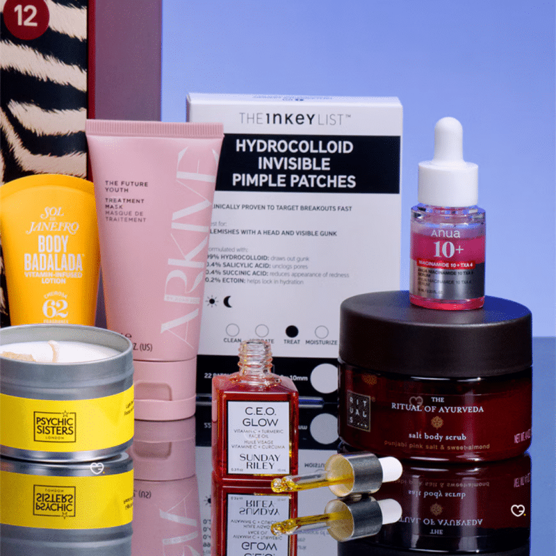 ASOS Advent Calendar 2026 The INKEY List pimple patches, Glow Hub balm and skincare serums