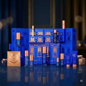 Augustinus Bader advent calendar 2026 open box with all 12 skincare products displayed