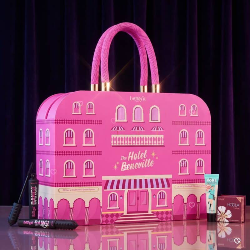 Benefit Advent Calendar 2026 suitcase with BADgal BANG! mascara and Hoola bronzer