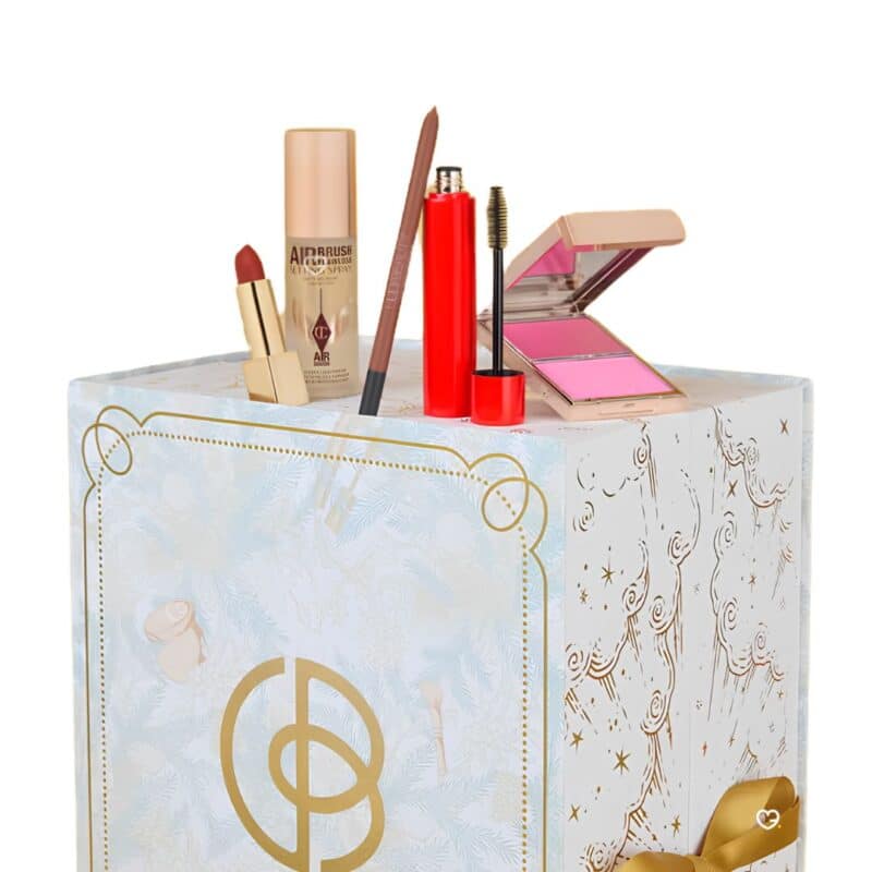 Cult Beauty Advent Calendar 2026 closed box with revealed products on a white background