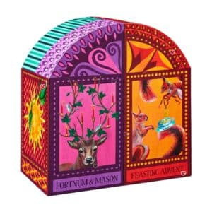 Fortnum's Feasting Advent Calendar 2026 closed illustrated box on a white background