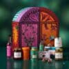 Fortnum's Feasting Advent Calendar 2026 box with gourmet food and drink arranged in front
