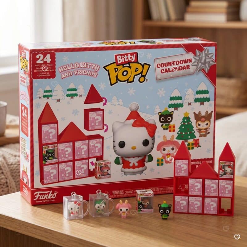 Funko Bitty POP Hello Kitty buildable red castle assembled with Sanrio Bitty POP figures