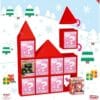 Funko Bitty POP Hello Kitty Sanrio figures in acrylic cases beside the festive castle
