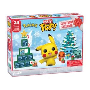 Funko Bitty POP Pokemon Advent Calendar 2026 box front with Pikachu and Christmas tree