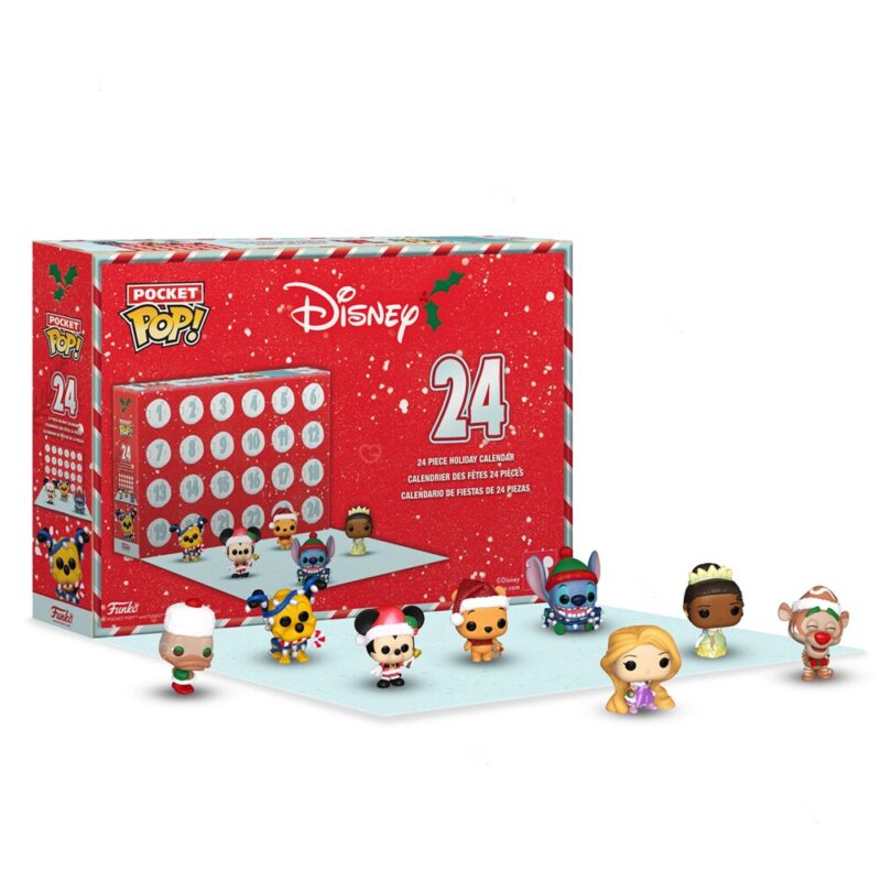 Funko Pocket Pop Disney advent calendar 2026 box with 24 doors and festive figures