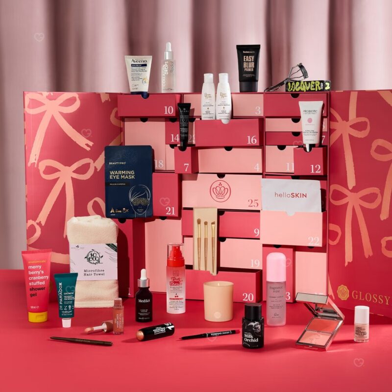 Glossybox Advent Calendar 2026 opened with all 26 beauty products on display