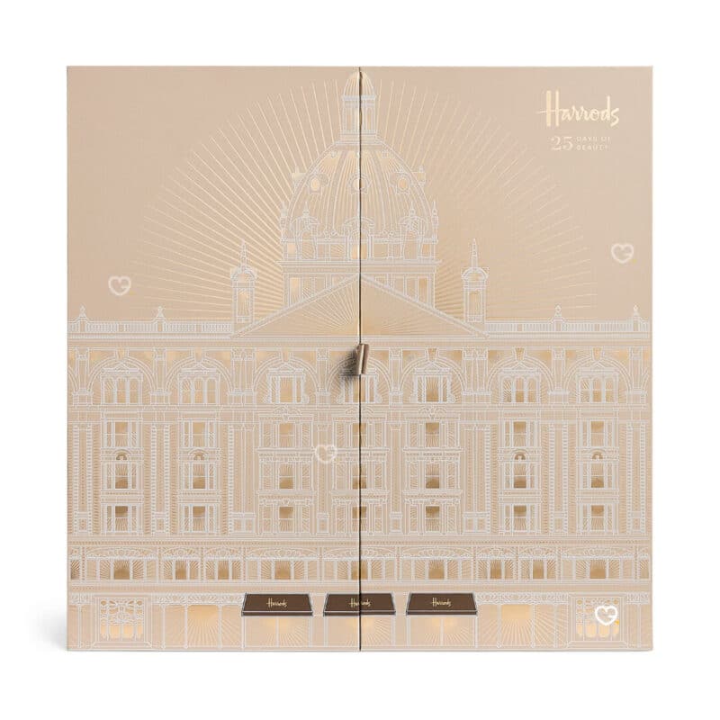 Harrods Beauty Advent Calendar 2026 closed gold book-style box