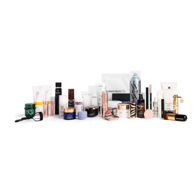 Full line-up of the products inside the Harrods Beauty Advent Calendar 2026