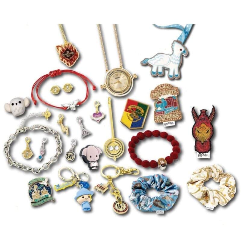 The 24 licensed jewellery pieces and accessories inside the Harry Potter Time Turner Advent Calendar