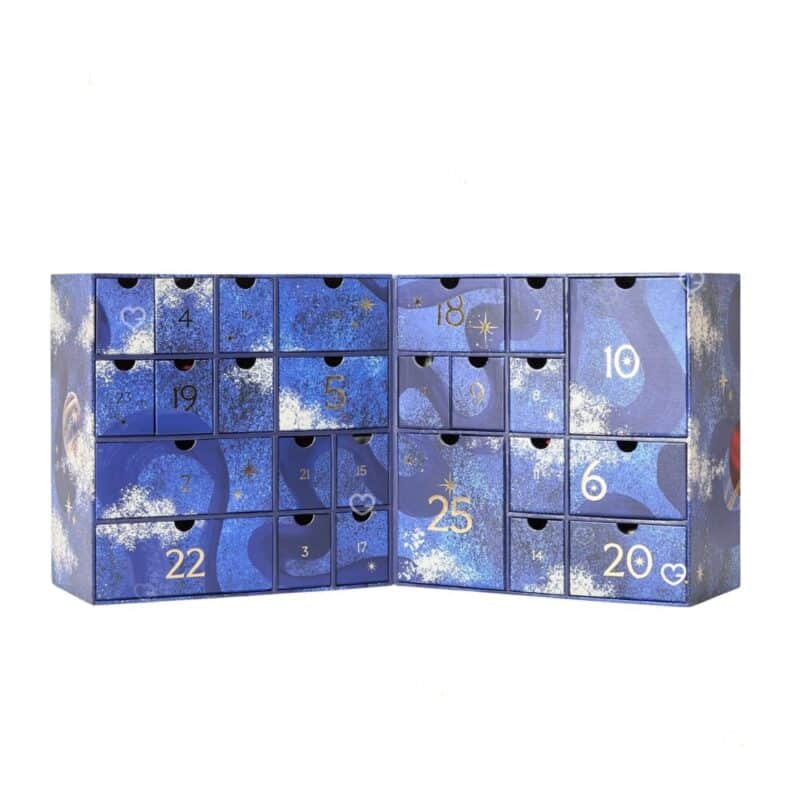John Lewis luxury beauty advent calendar 2026 open showing 25 numbered drawers