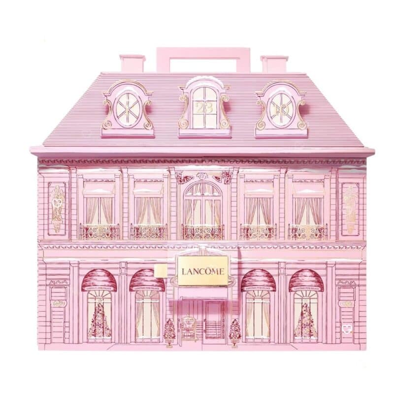 Lancôme Advent Calendar 2026 pink Parisian mansion box, closed front view