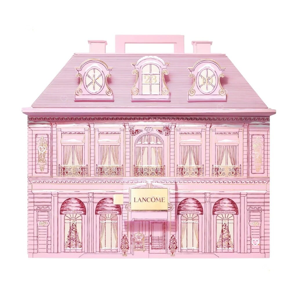 Lancôme Advent Calendar 2026 pink Parisian mansion box, closed front view