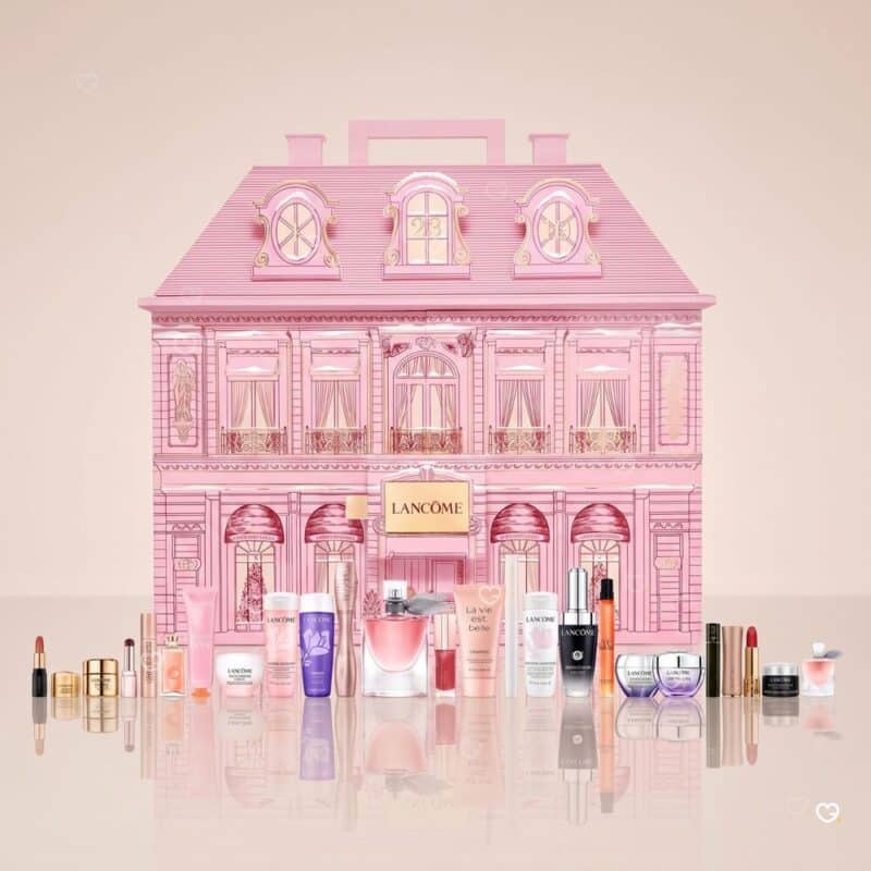 Lancôme beauty advent calendar 2026 with all its miniatures lined up