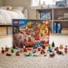 LEGO City 60510 toy advent calendar with all 252 pieces displayed in front of the box