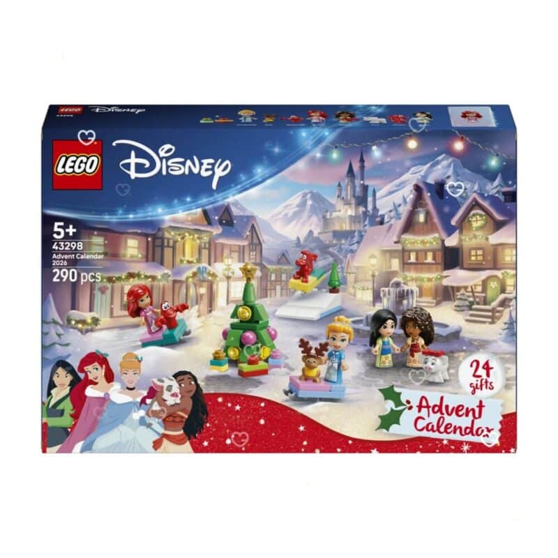 Lego Disney 43298 Advent Calendar 2026 box, closed on a white background