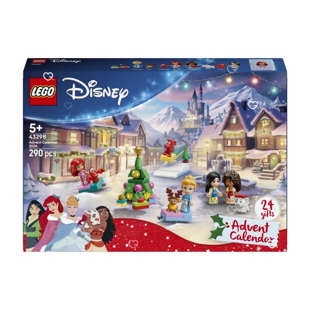Lego Disney 43298 Advent Calendar 2026 box, closed on a white background
