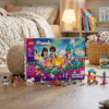LEGO Friends building advent calendar 42698 contents displayed in a childs bedroom