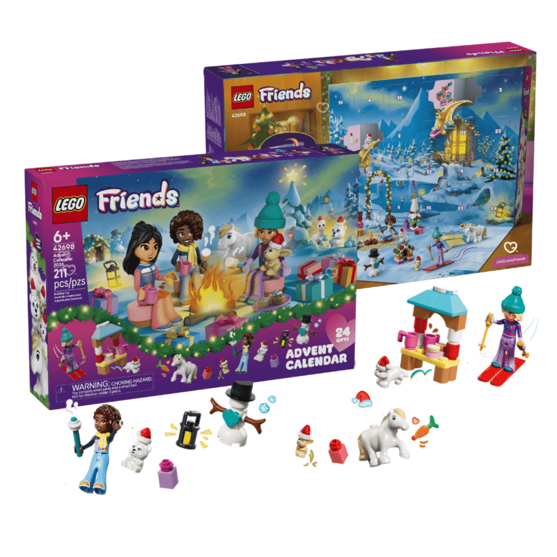 LEGO Friends 2026 advent calendar set 42698 front and back of box packaging
