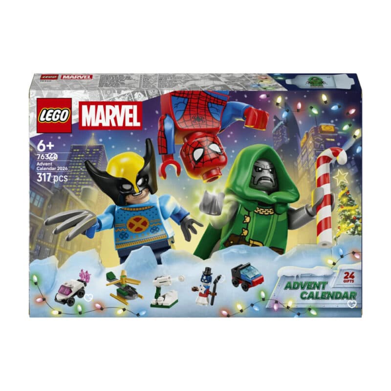 LEGO Marvel Advent Calendar 76340 box with Wolverine, Doctor Doom and Spider-Man, 317 pieces, age 6+