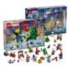 Full contents of the LEGO Marvel Advent Calendar 76340: six minifigures and mini-builds